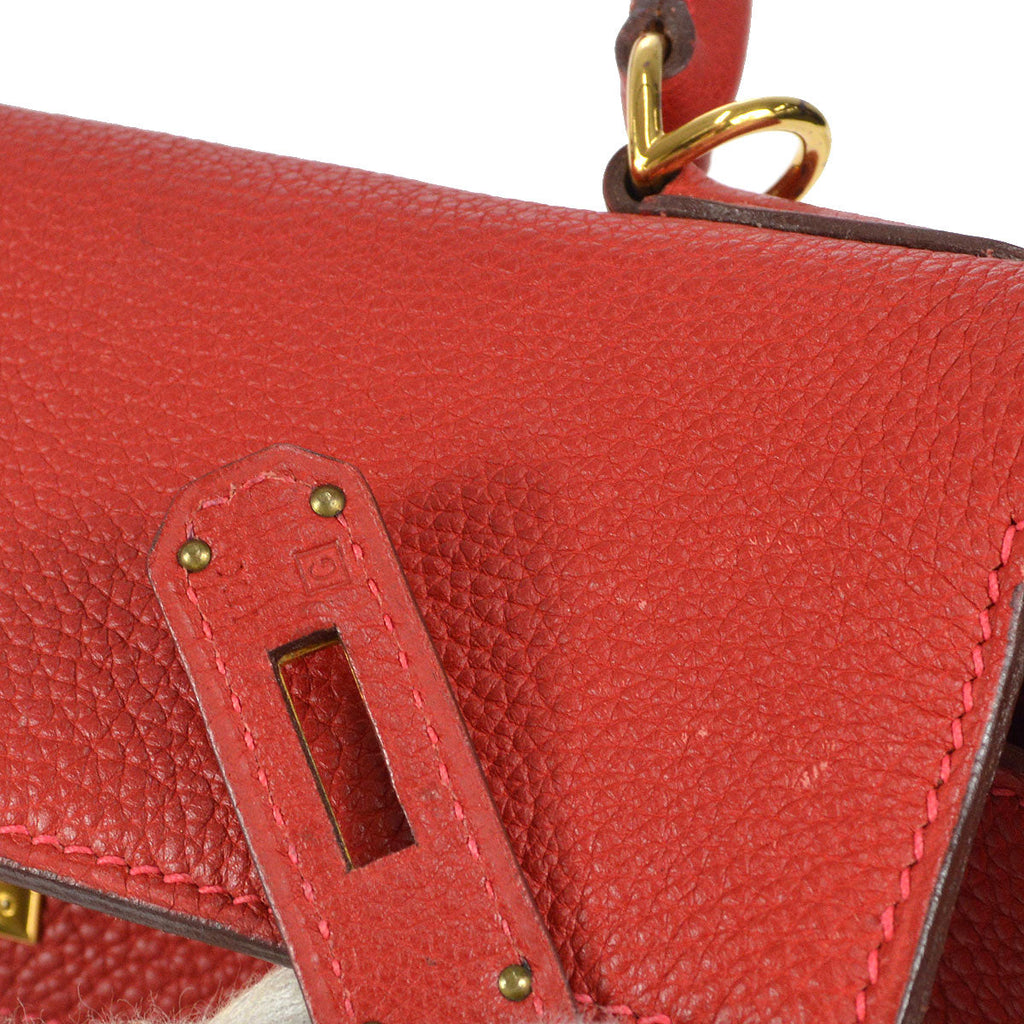 HERMES KELLY 32 2003 RETOURNE 2way Shoulder Handbag Vibrato Togo Red