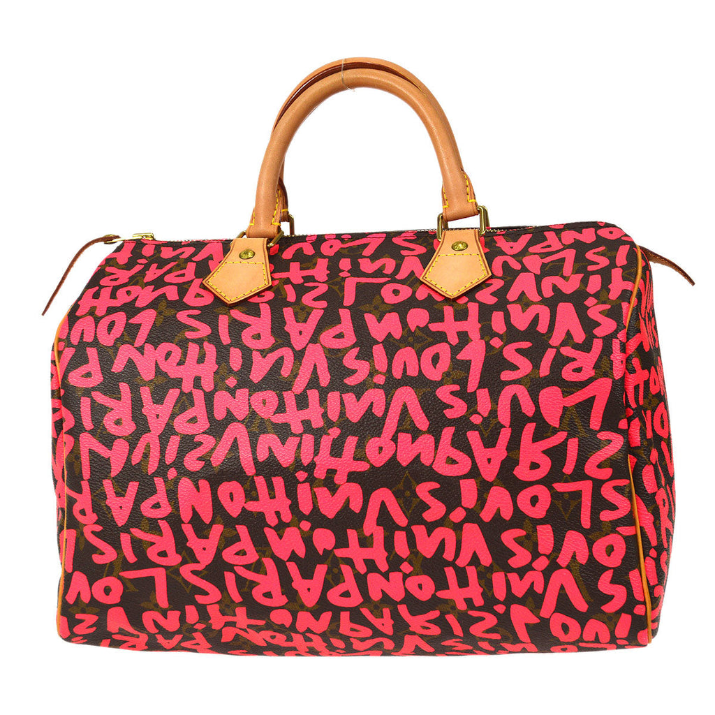 LOUIS VUITTON SPEEDY 30 HANDBAG MONOGRAM GRAFFITI FUCHSIA