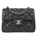 CHANEL Classic Flap Mini Square Chain Shoulder Bag Black Caviar 58017