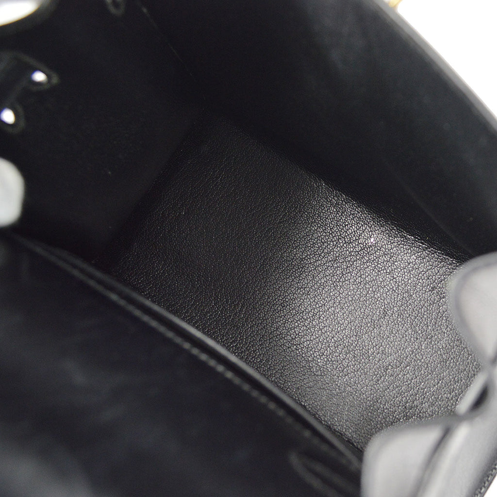 HERMES KELLY 20 SELLIER 2way Shoulder Handbag Black Box Calf