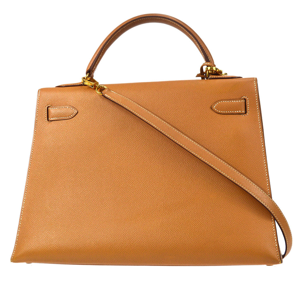 HERMES KELLY 32 SELLIER 2way Shooulder Handbag Natural Courchevel