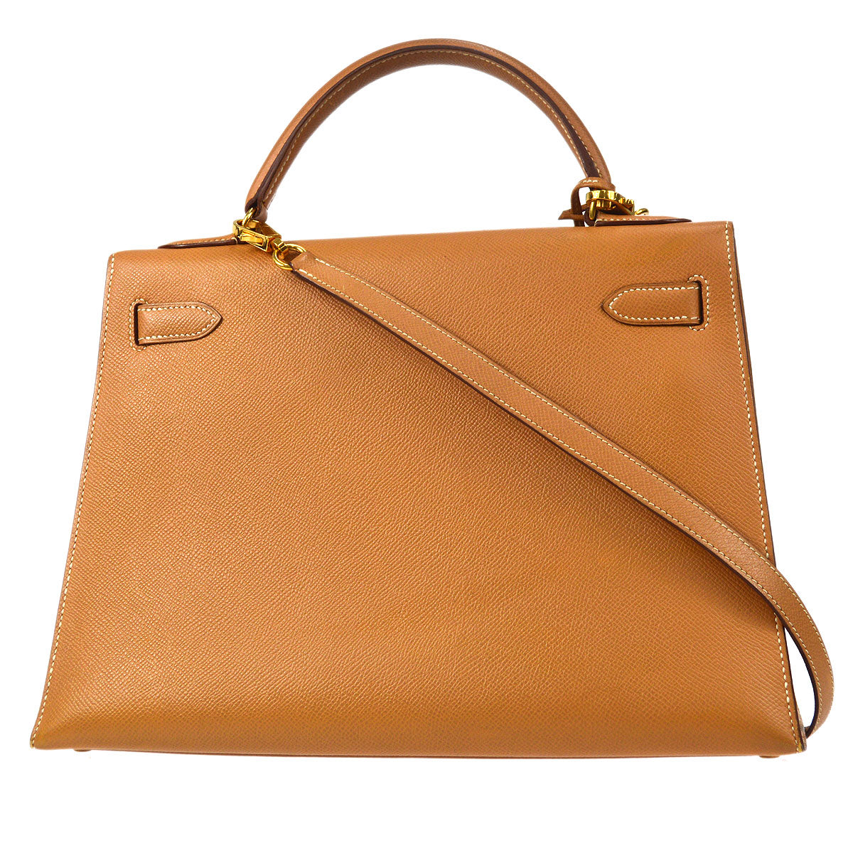 HERMES KELLY 32 SELLIER 2way Shooulder Handbag Natural Courchevel