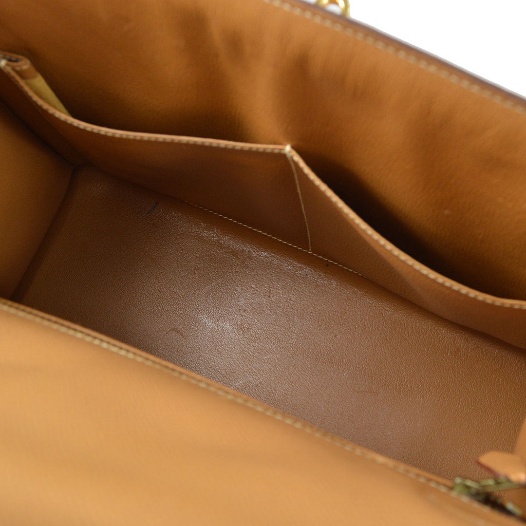 HERMES KELLY 32 SELLIER 2way Shooulder Handbag Natural Courchevel