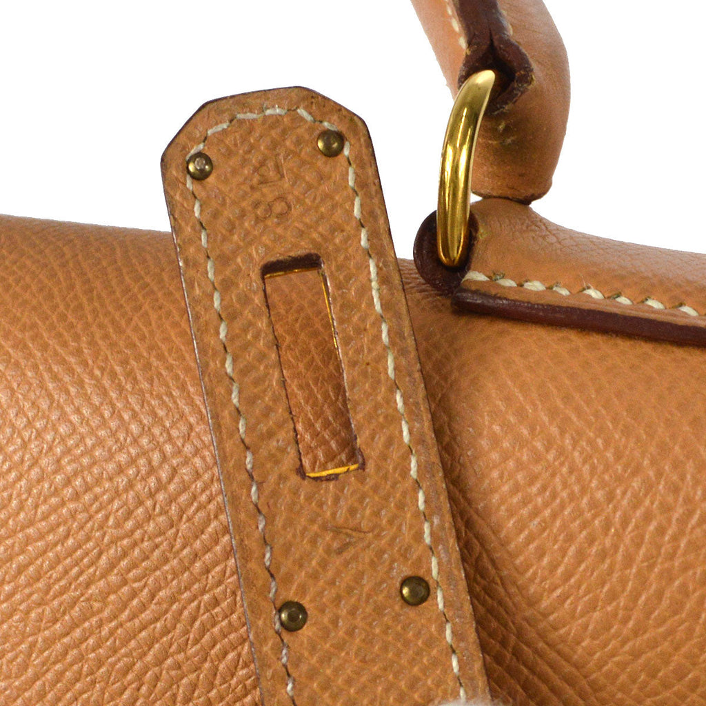 HERMES KELLY 32 SELLIER 2way Shooulder Handbag Natural Courchevel