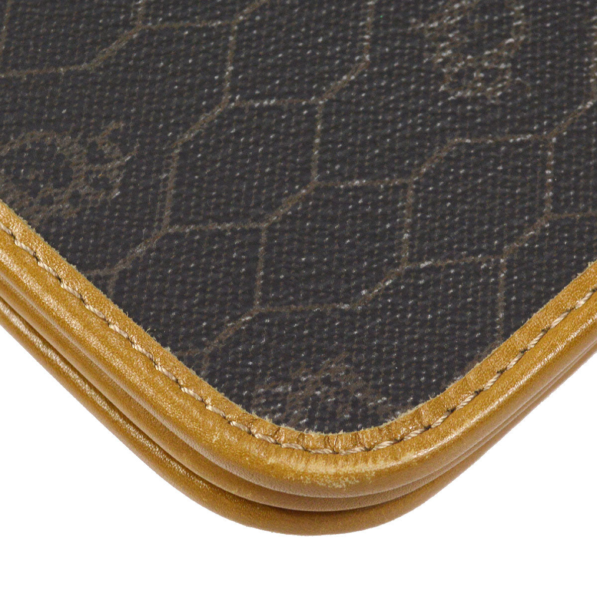 Christian Dior Honeycomb Double Chain Shoulder Bag Dark Brown