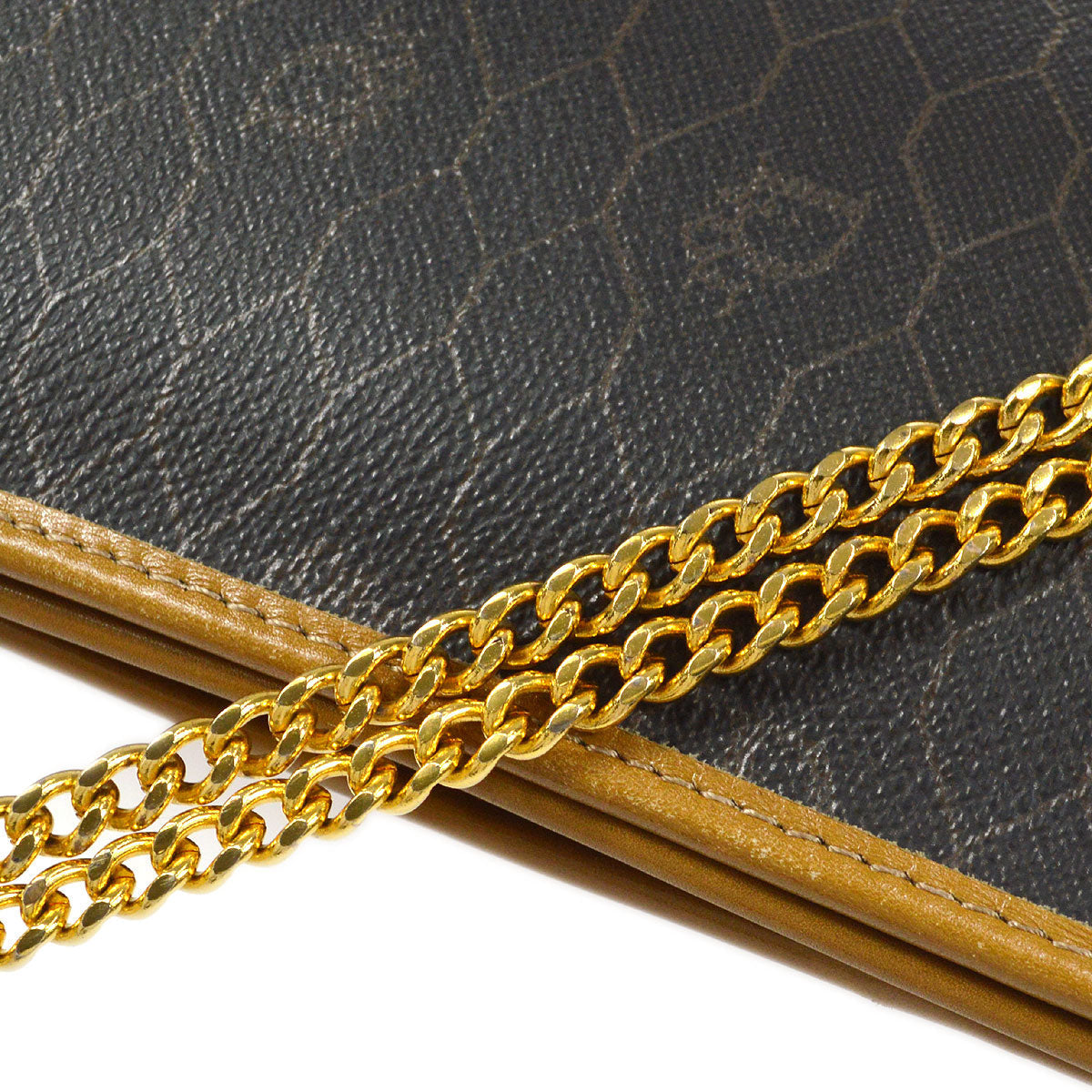 Christian Dior Honeycomb Double Chain Shoulder Bag Dark Brown