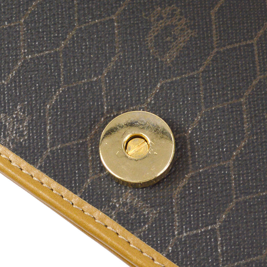 Christian Dior Honeycomb Double Chain Shoulder Bag Dark Brown