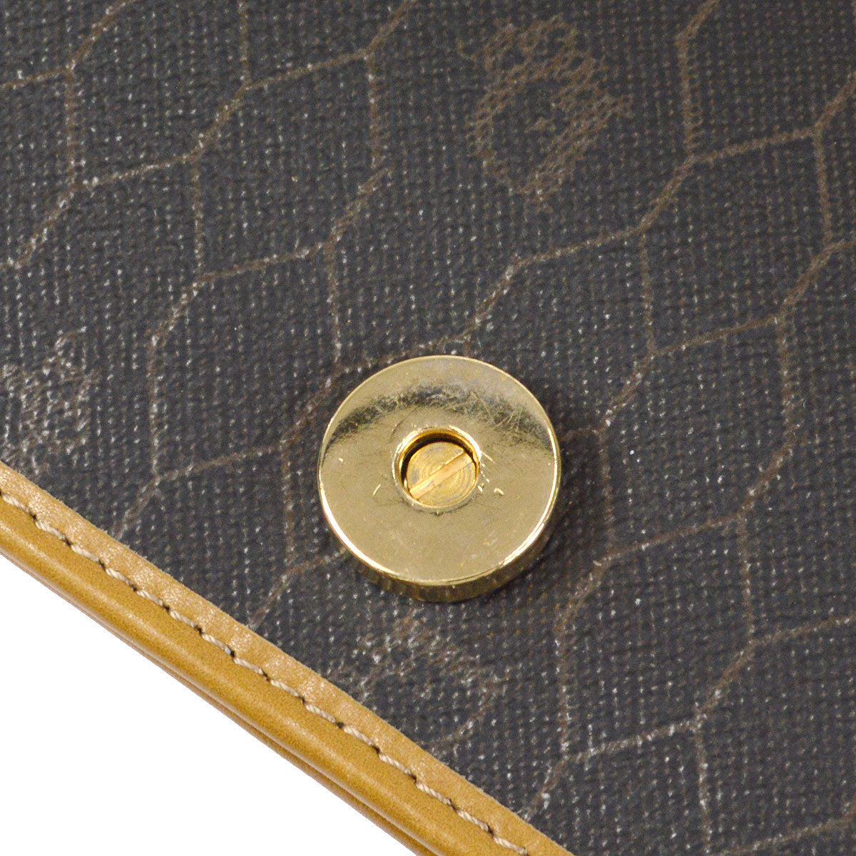 Christian Dior Honeycomb Double Chain Shoulder Bag Dark Brown