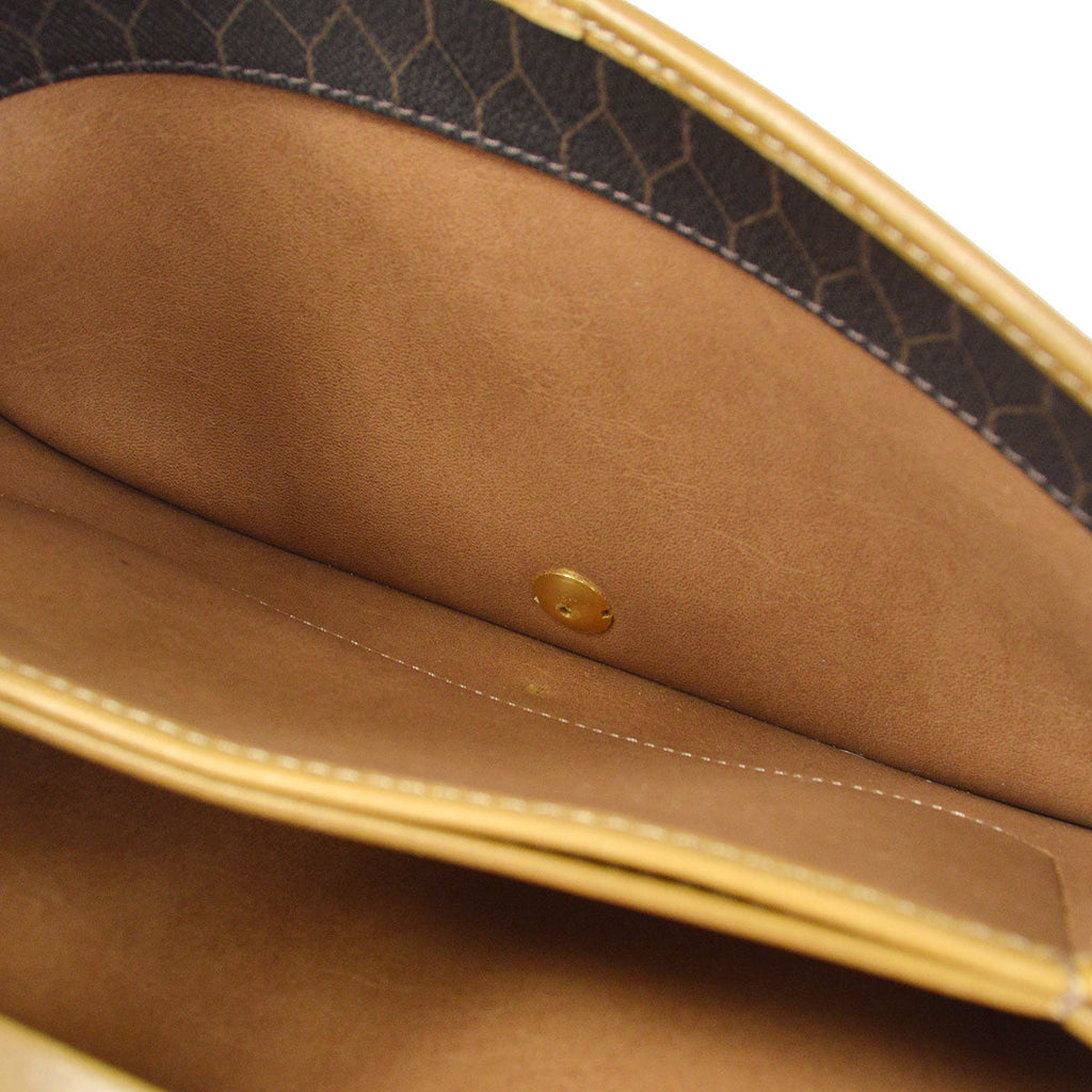 Christian Dior Honeycomb Double Chain Shoulder Bag Dark Brown