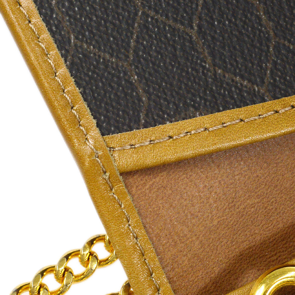 Christian Dior Honeycomb Double Chain Shoulder Bag Dark Brown