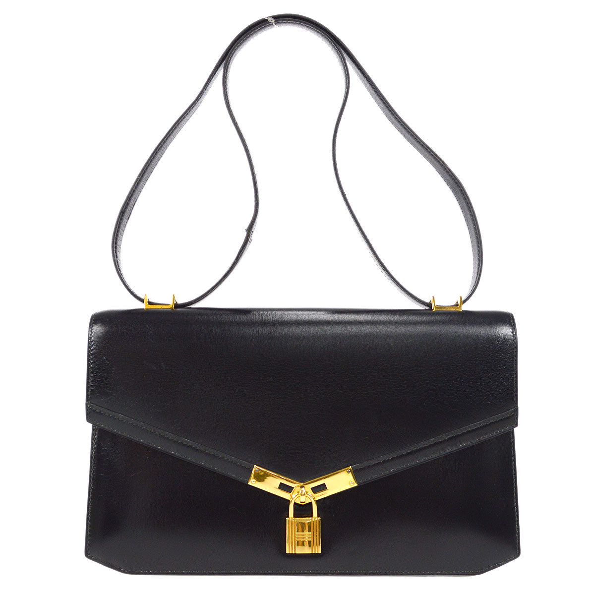 HERMES CADENA LOCK Shoulder Bag Black Box Calf