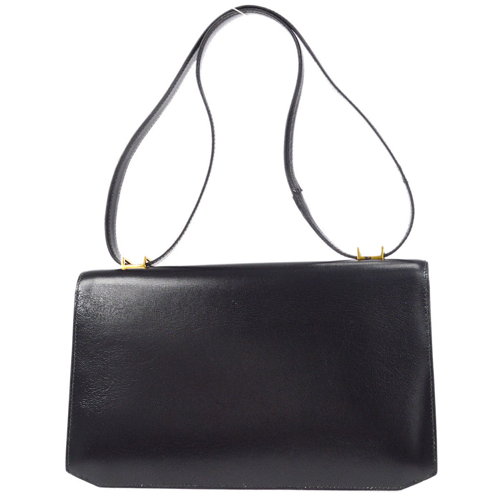 HERMES CADENA LOCK Shoulder Bag Black Box Calf