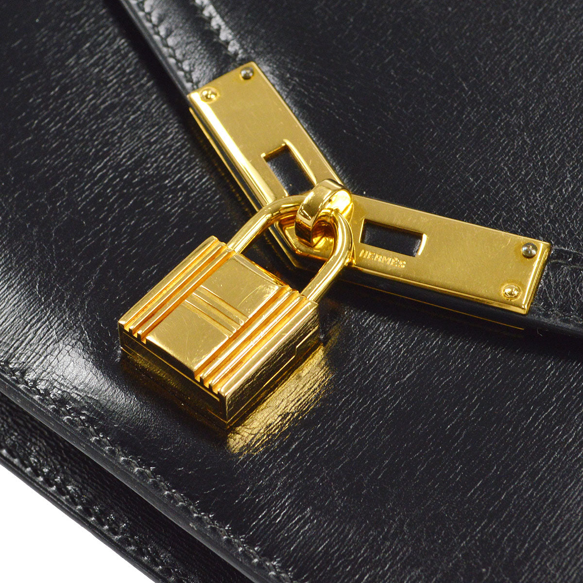 HERMES CADENA LOCK Shoulder Bag Black Box Calf