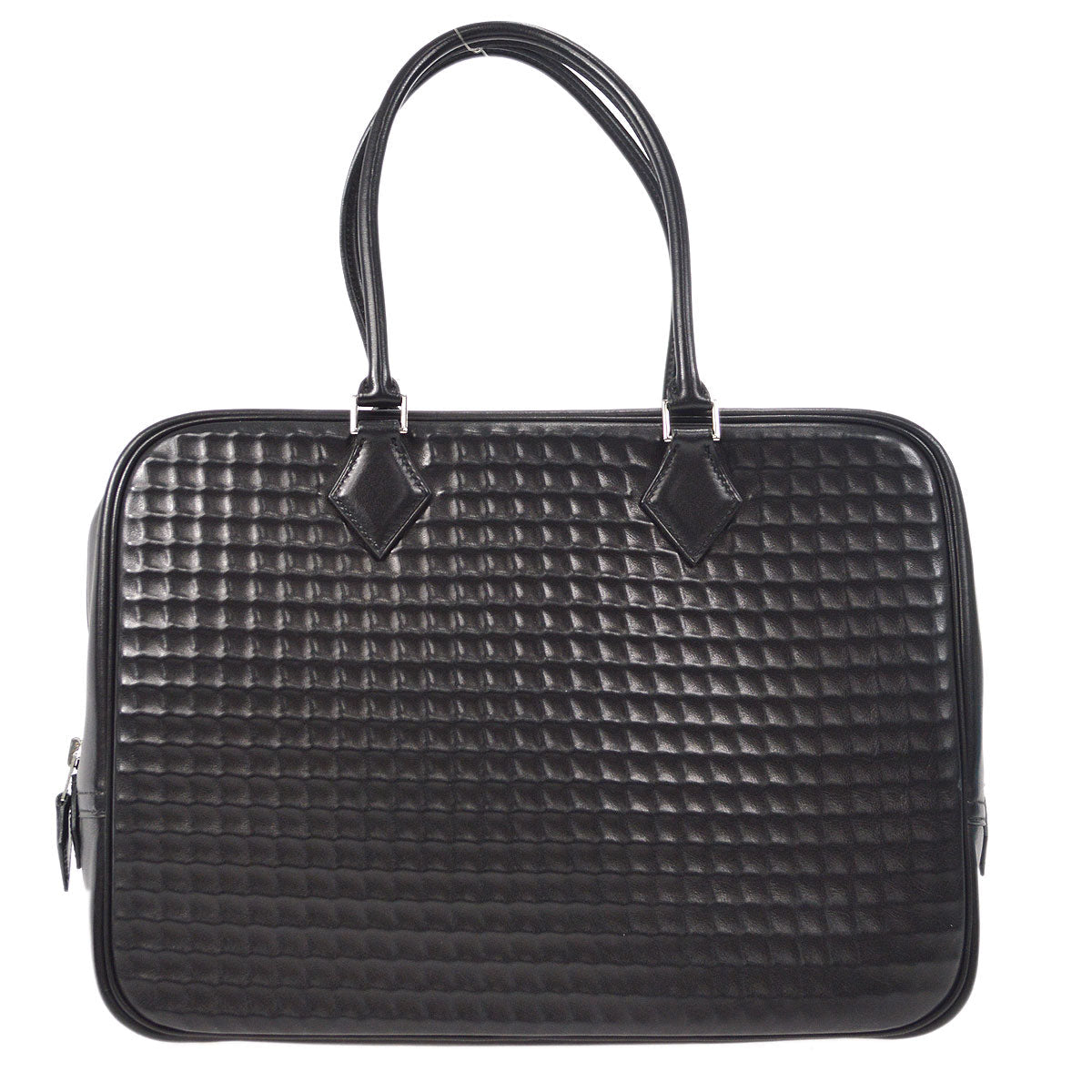 HERMES PLUME 32 Handbag Waffle Deutch Black