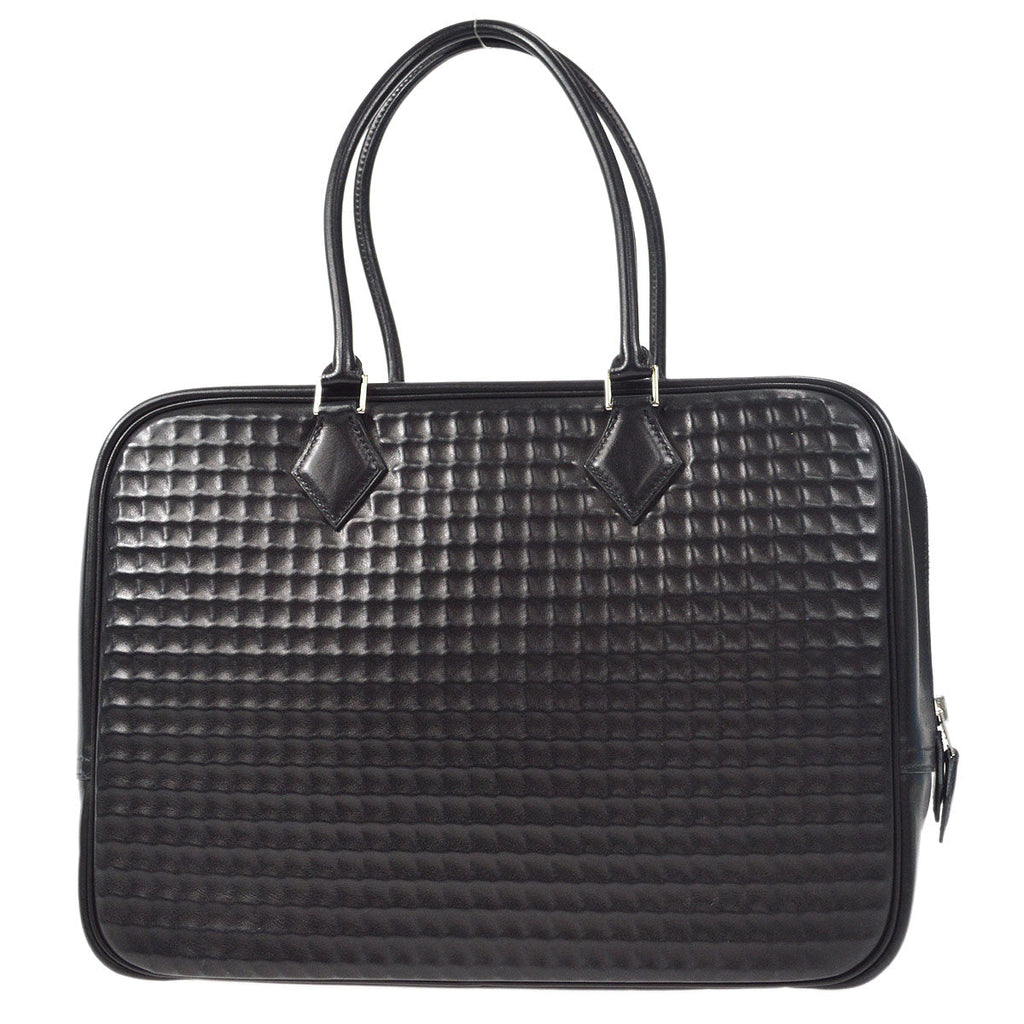 HERMES PLUME 32 Handbag Waffle Deutch Black