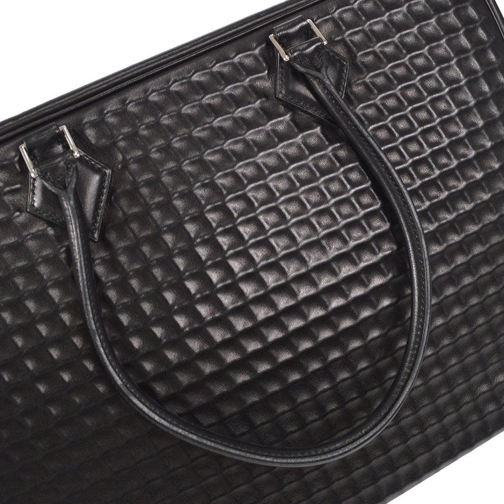 HERMES PLUME 32 Handbag Waffle Deutch Black