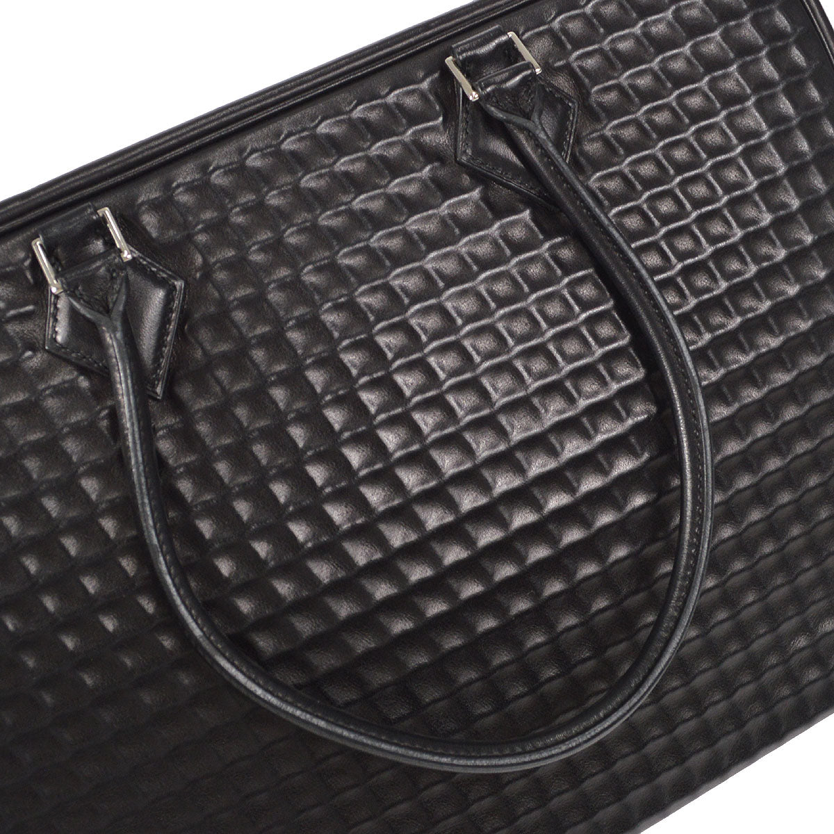 HERMES PLUME 32 Handbag Waffle Deutch Black
