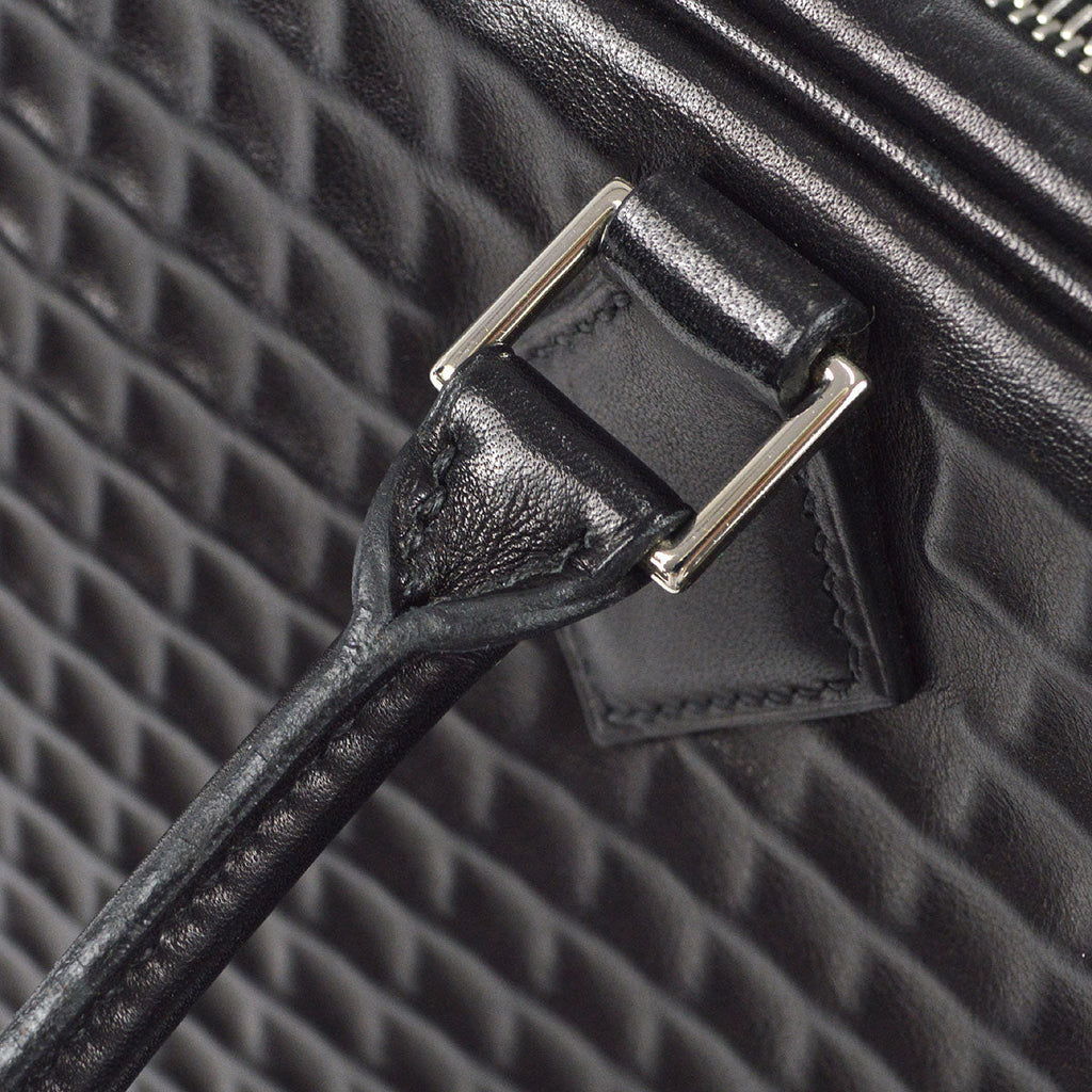 HERMES PLUME 32 Handbag Waffle Deutch Black