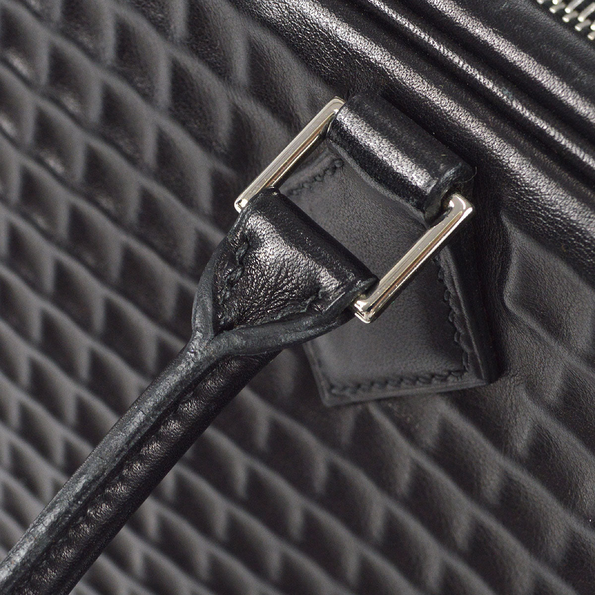 HERMES PLUME 32 Handbag Waffle Deutch Black