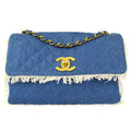 CHANEL Classic Flap Maxi Chain Shoulder Bag Indigo Denim 58227