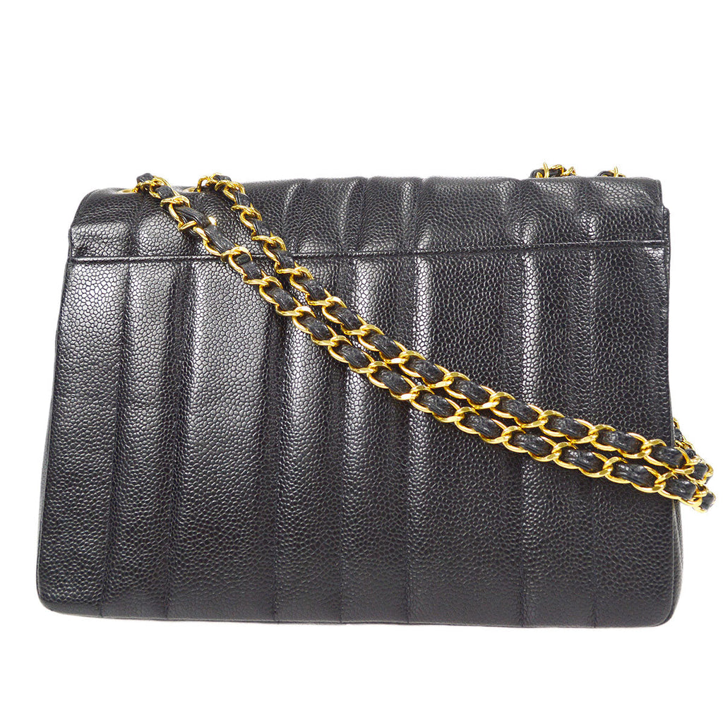 CHANEL Classic Flap Mademoiselle Double Chain Shoulder Bag Caviar 58232