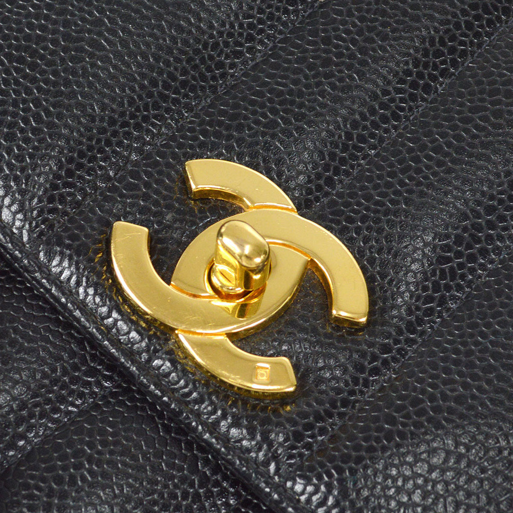 CHANEL Classic Flap Mademoiselle Double Chain Shoulder Bag Caviar 58232