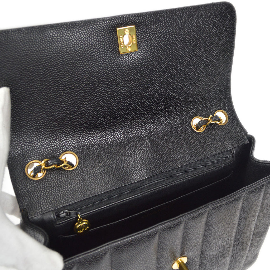CHANEL Classic Flap Mademoiselle Double Chain Shoulder Bag Caviar 58232
