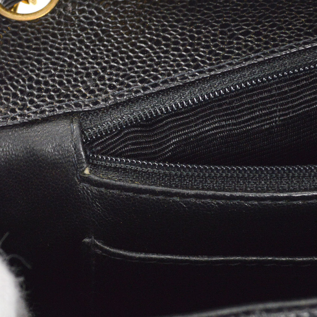 CHANEL Classic Flap Mademoiselle Double Chain Shoulder Bag Caviar 58232