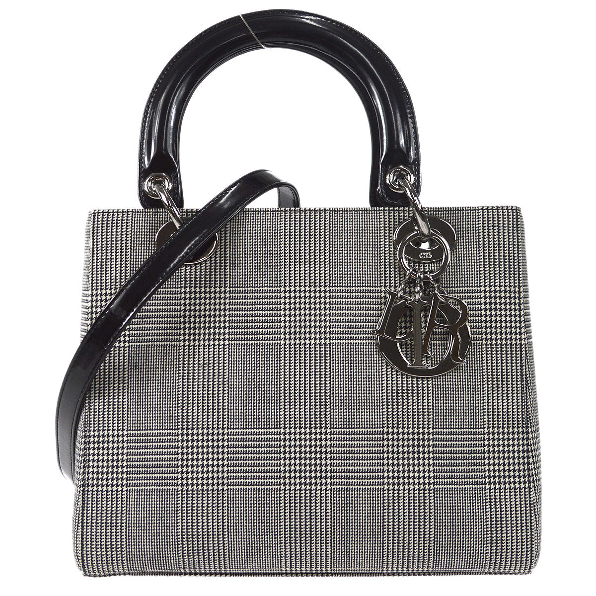 Christian Dior Hound's-tooth Lady Dior 2way Shoulder Handbag Black