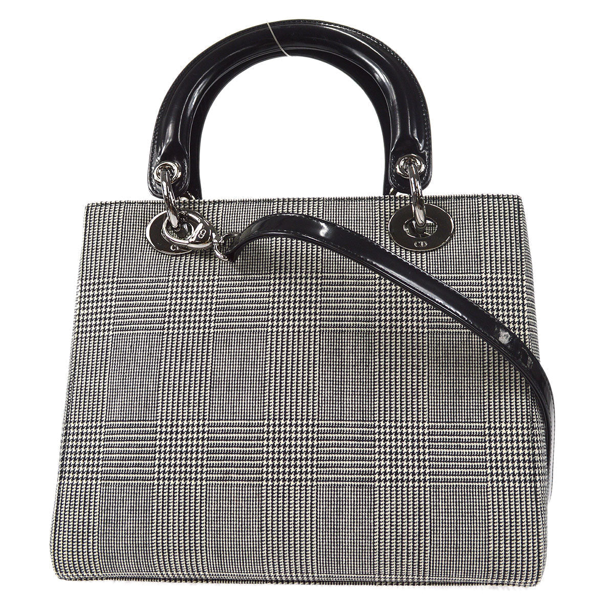 Christian Dior Hound's-tooth Lady Dior 2way Shoulder Handbag Black