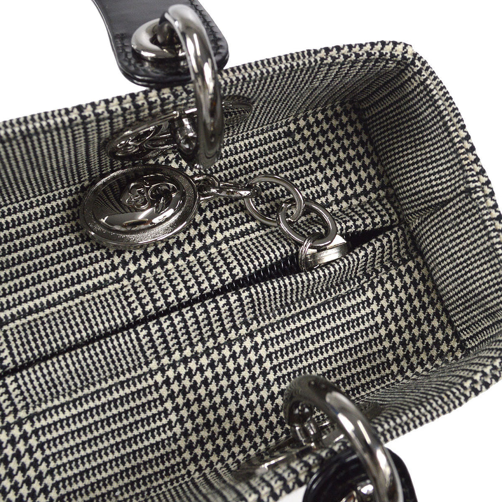 Christian Dior Hound's-tooth Lady Dior 2way Shoulder Handbag Black