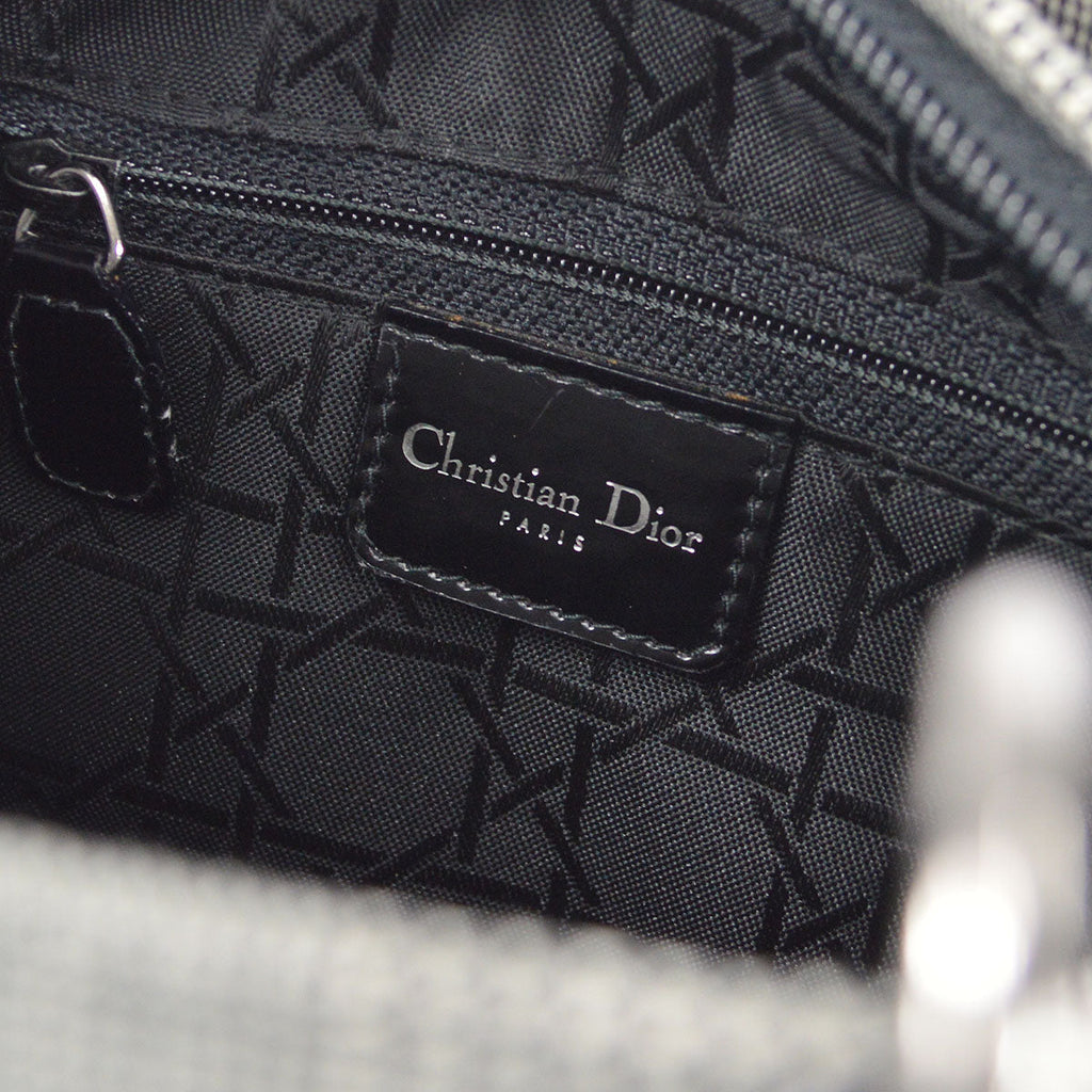Christian Dior Hound's-tooth Lady Dior 2way Shoulder Handbag Black