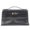 HERMES POCHETTE KELLY Handbag Black Evergrain