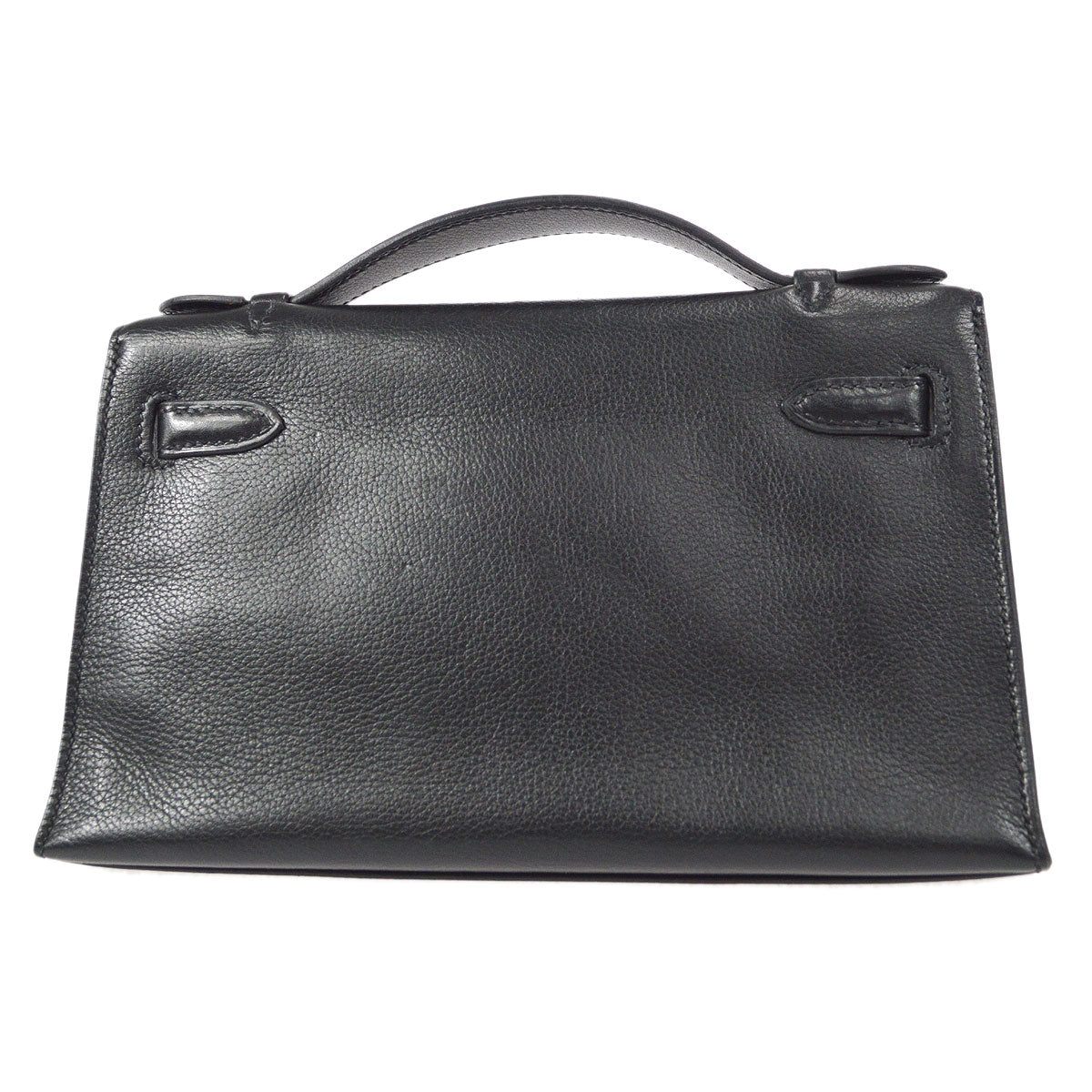 HERMES POCHETTE KELLY Handbag Black Evergrain
