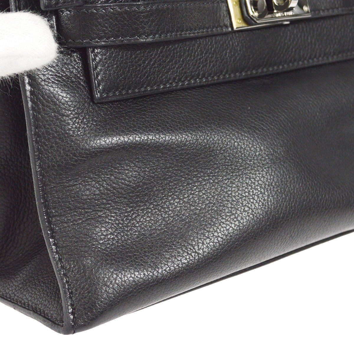 HERMES POCHETTE KELLY Handbag Black Evergrain