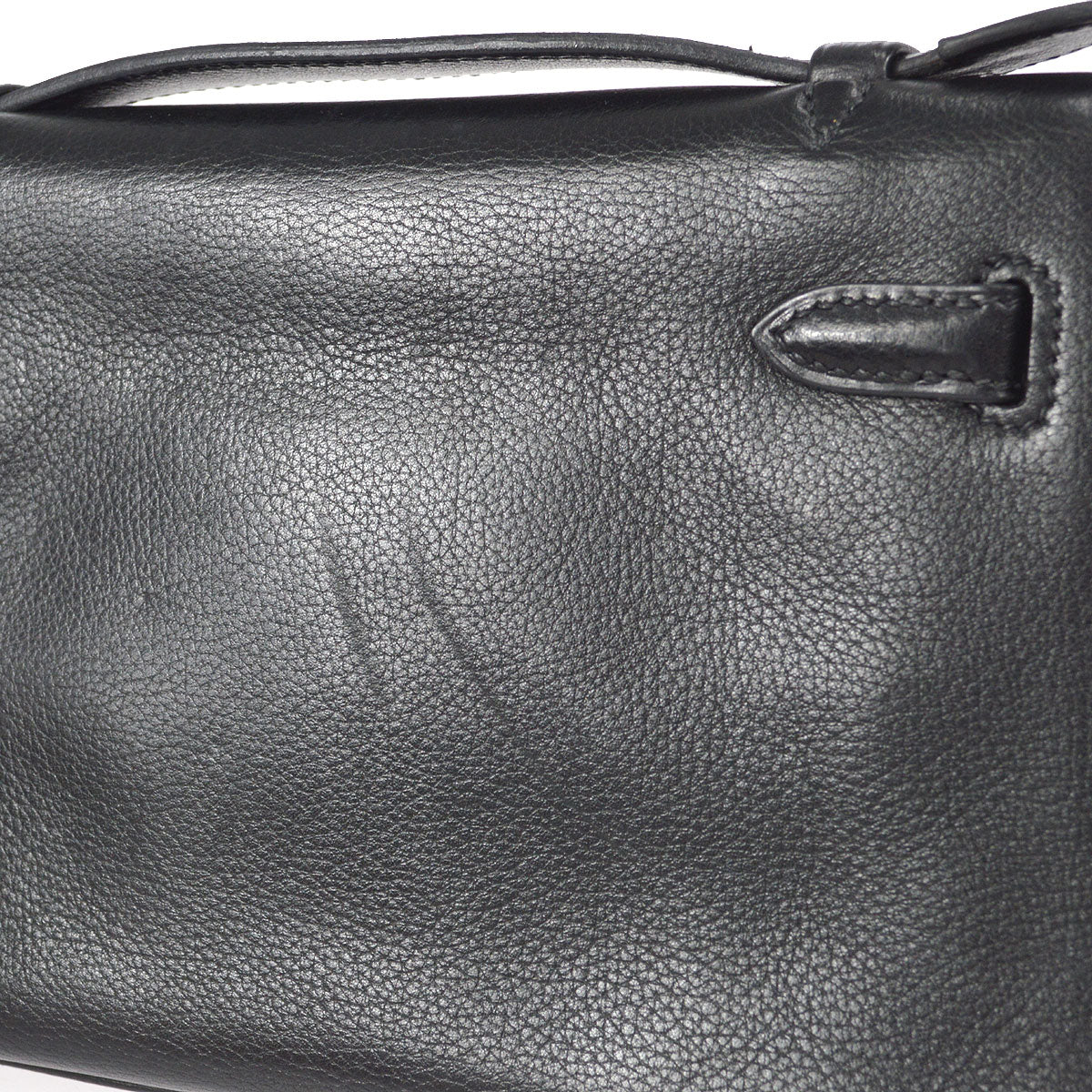 HERMES POCHETTE KELLY Handbag Black Evergrain