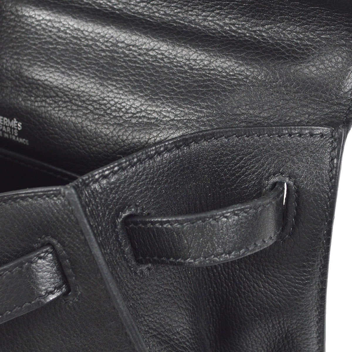 HERMES POCHETTE KELLY Handbag Black Evergrain