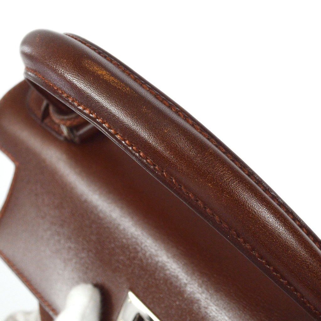 HERMES KELLY 28 SELLIER 2way Shoulder Handbag Brown Box Calf