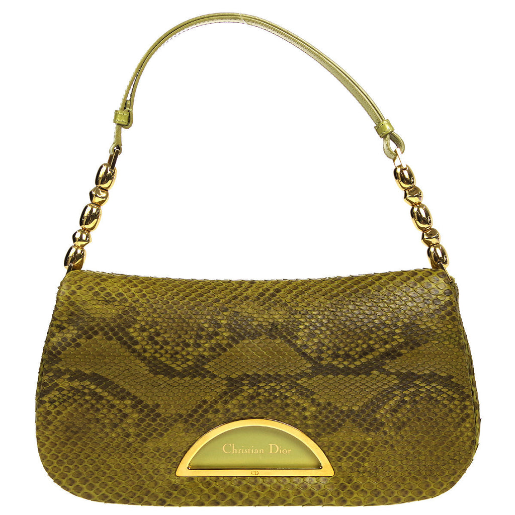 Christian Dior * 2000 Maris Pearl Shoulder Bag Green Python