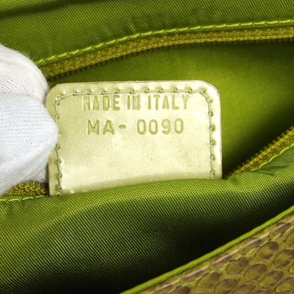 Christian Dior * 2000 Maris Pearl Shoulder Bag Green Python