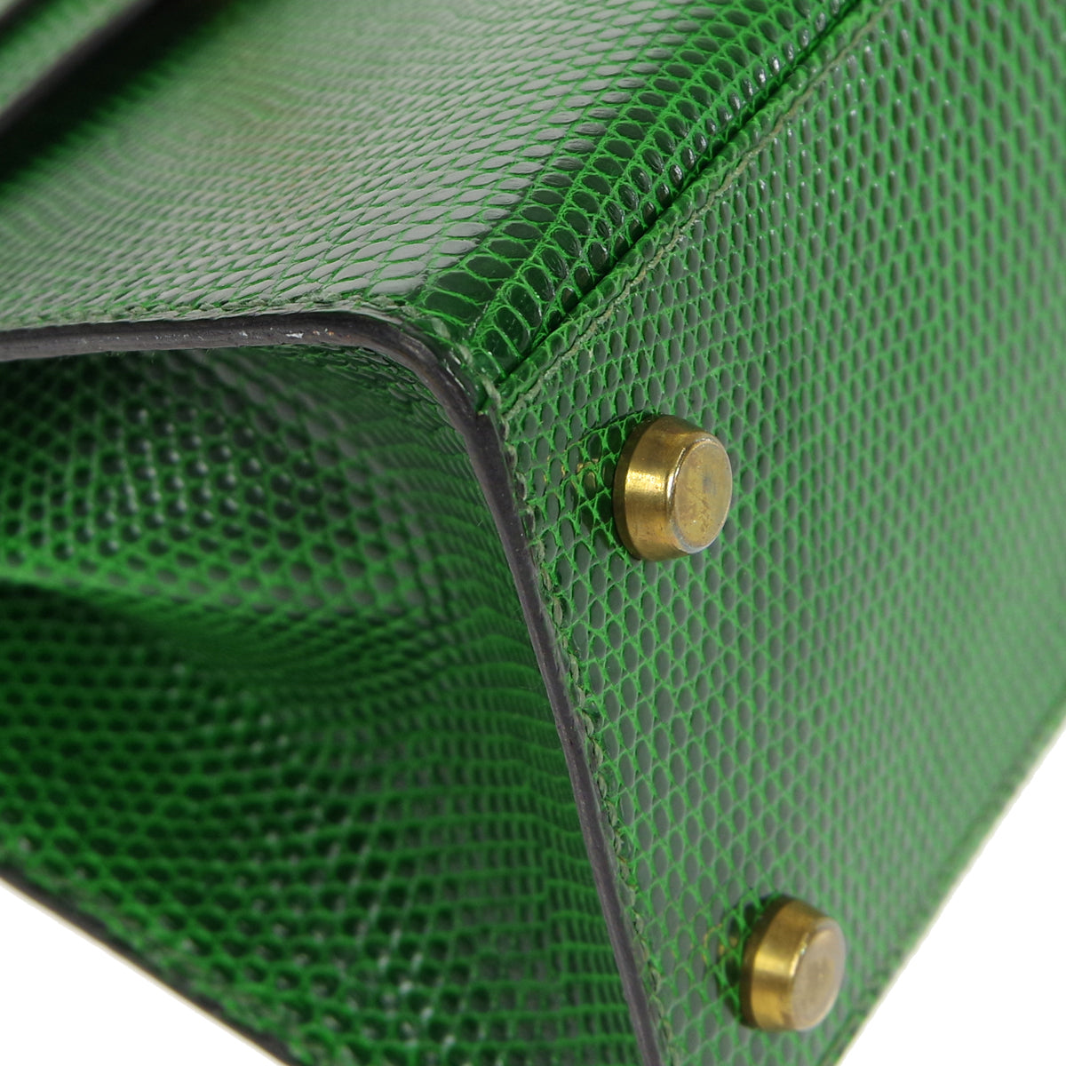 HERMES * KELLY 20 SELLIER 2way Shoulder Handbag Green Lizard