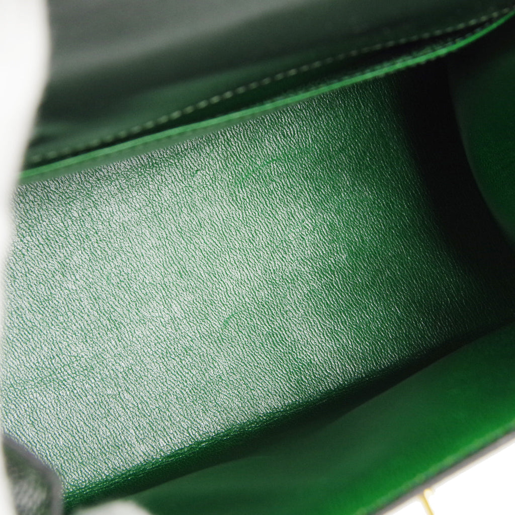 HERMES * KELLY 20 SELLIER 2way Shoulder Handbag Green Lizard