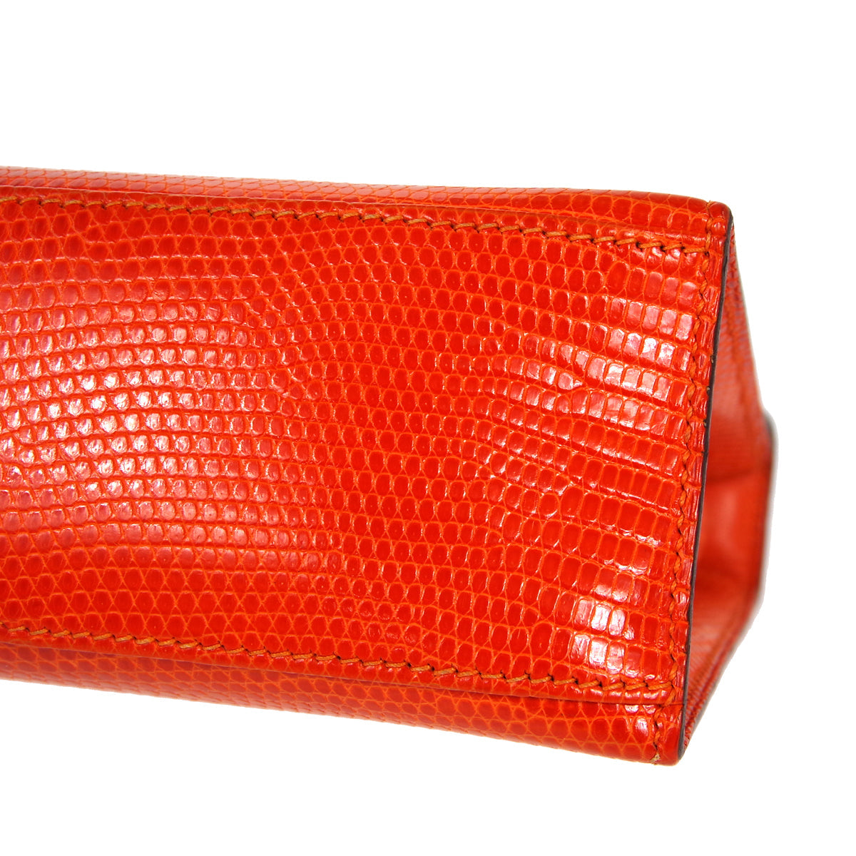HERMES * POCHETTE KELLY Handbag Orange Lizard