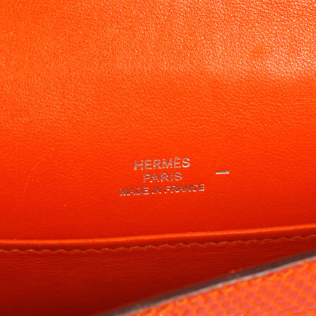 HERMES * POCHETTE KELLY Handbag Orange Lizard