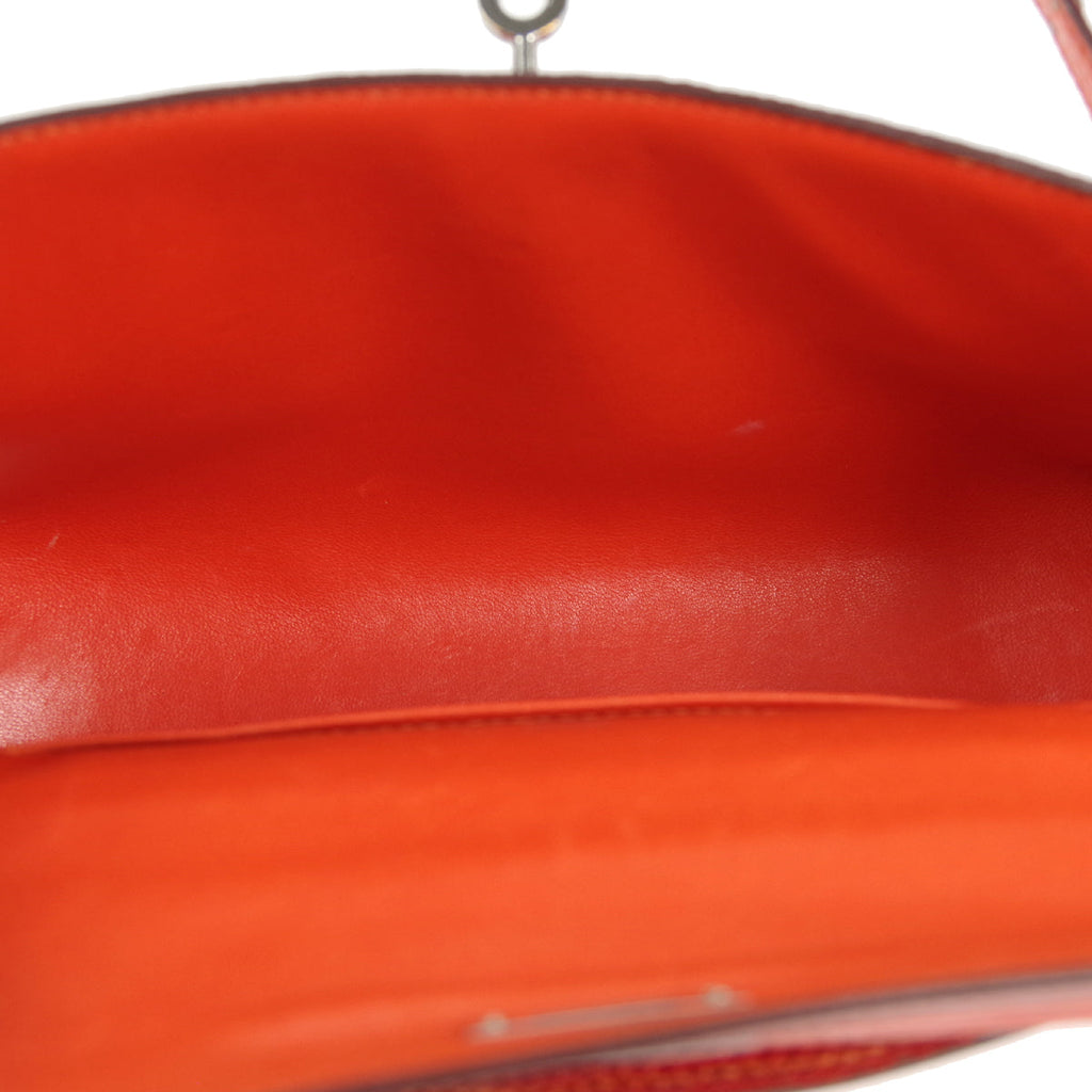 HERMES * POCHETTE KELLY Handbag Orange Lizard