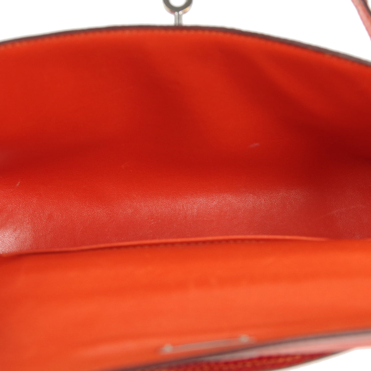 HERMES * POCHETTE KELLY Handbag Orange Lizard