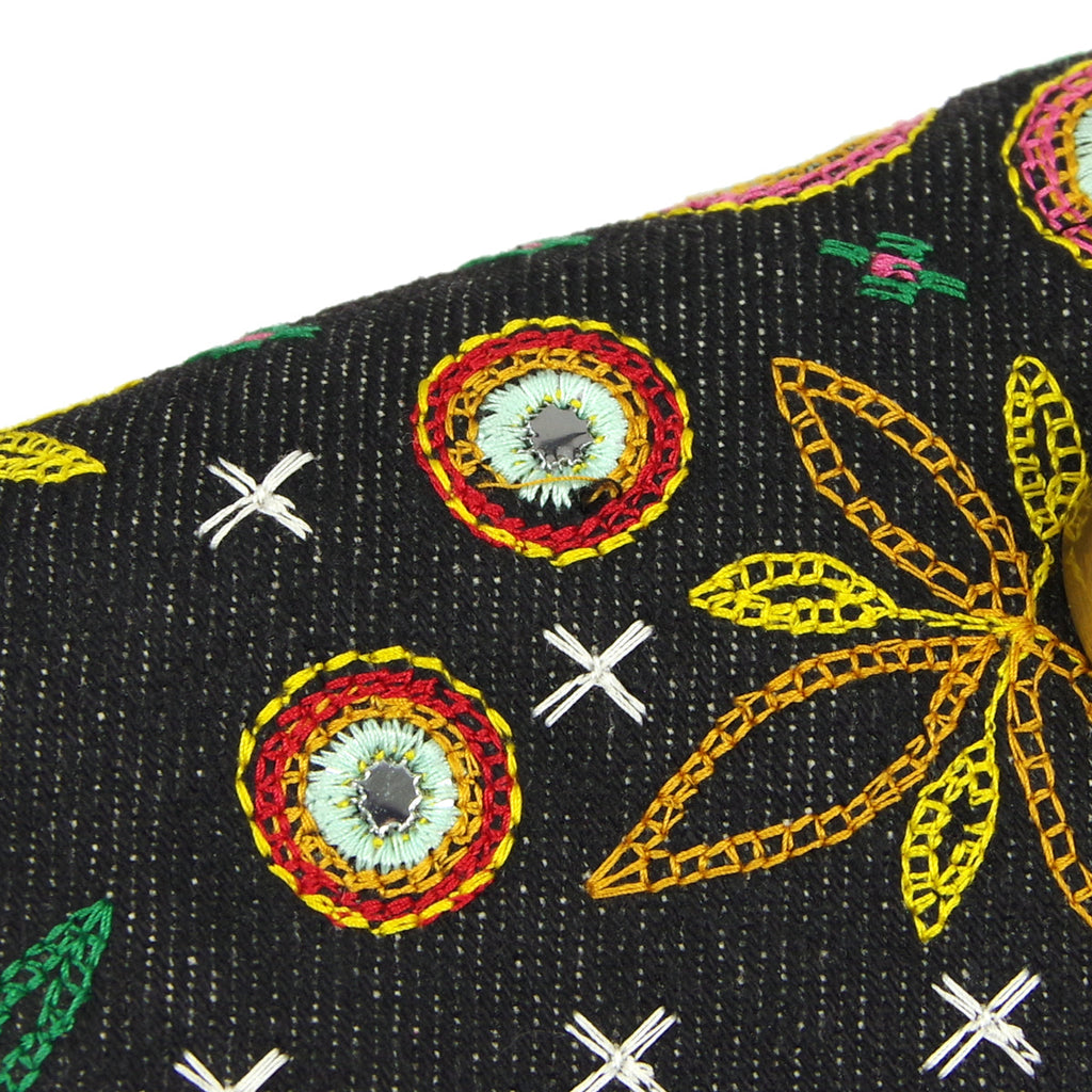 Christian Dior * MONTAIGNE CHRIS 1947 Embroidery 2way Shoulder Hnadbag Multicolor Denim