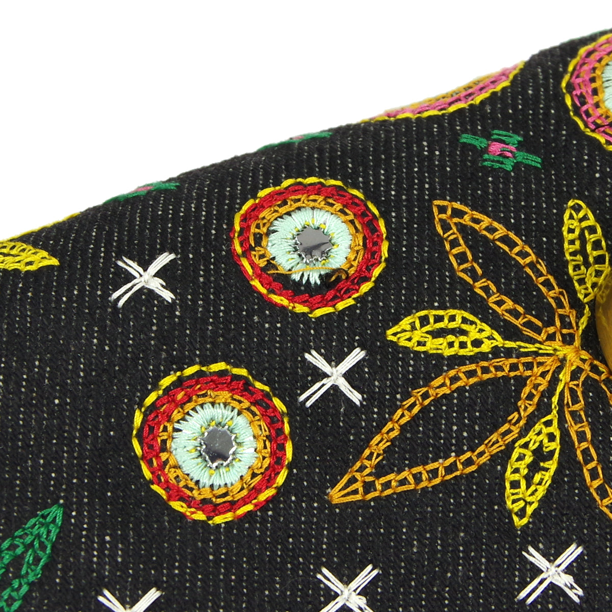 Christian Dior * MONTAIGNE CHRIS 1947 Embroidery 2way Shoulder Hnadbag Multicolor Denim