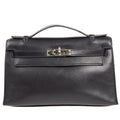 HERMES * POCHETTE KELLY Handbag Black Swift