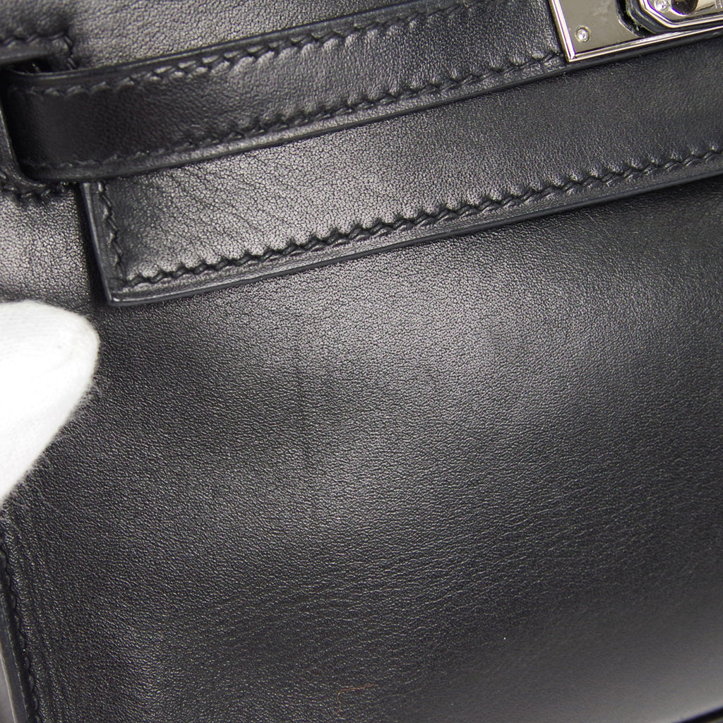 HERMES * POCHETTE KELLY Handbag Black Swift